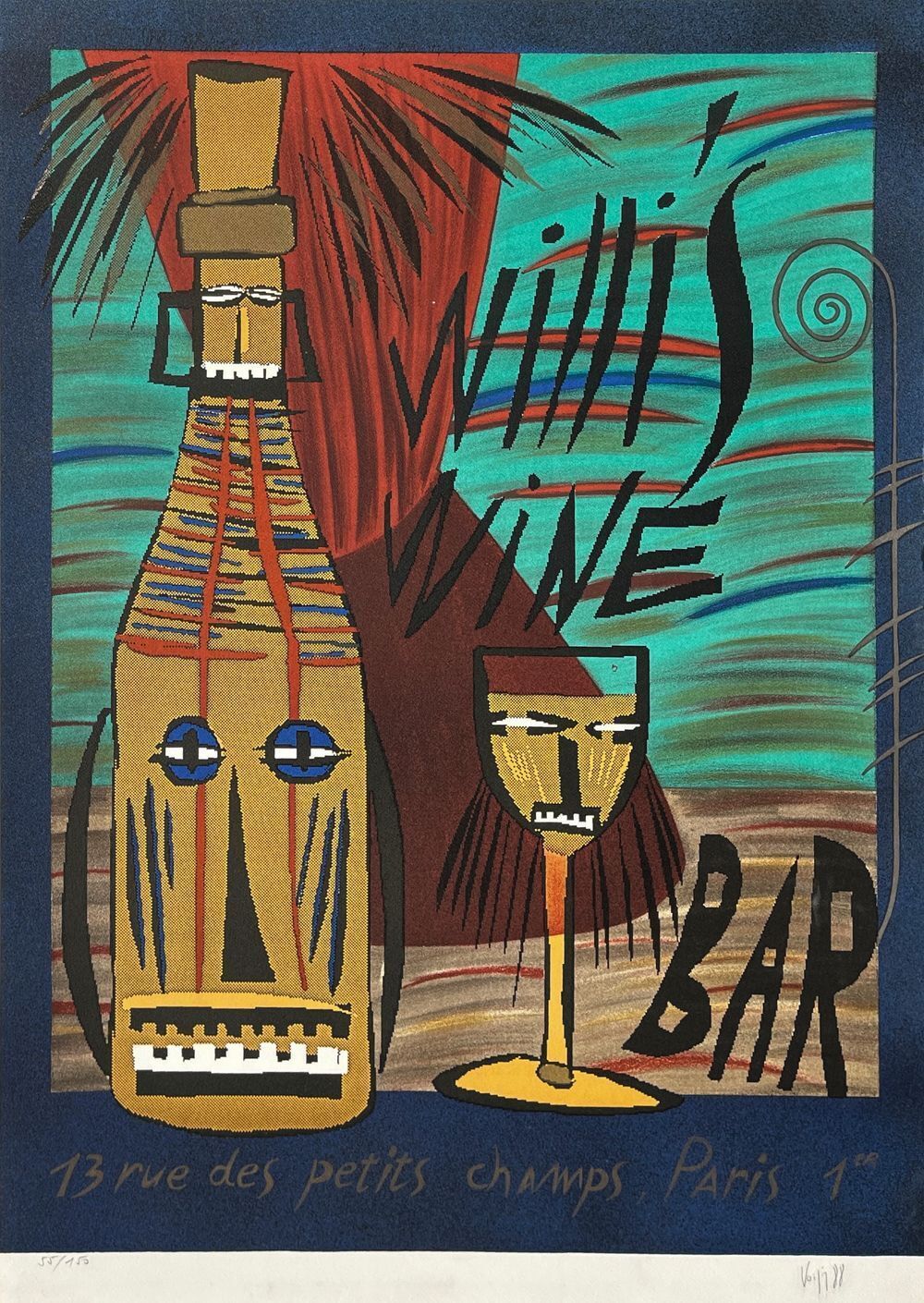 Willi's Wine Bar Gesigneerde Lithografie 1988 Voisin François (De Luxe Edition)