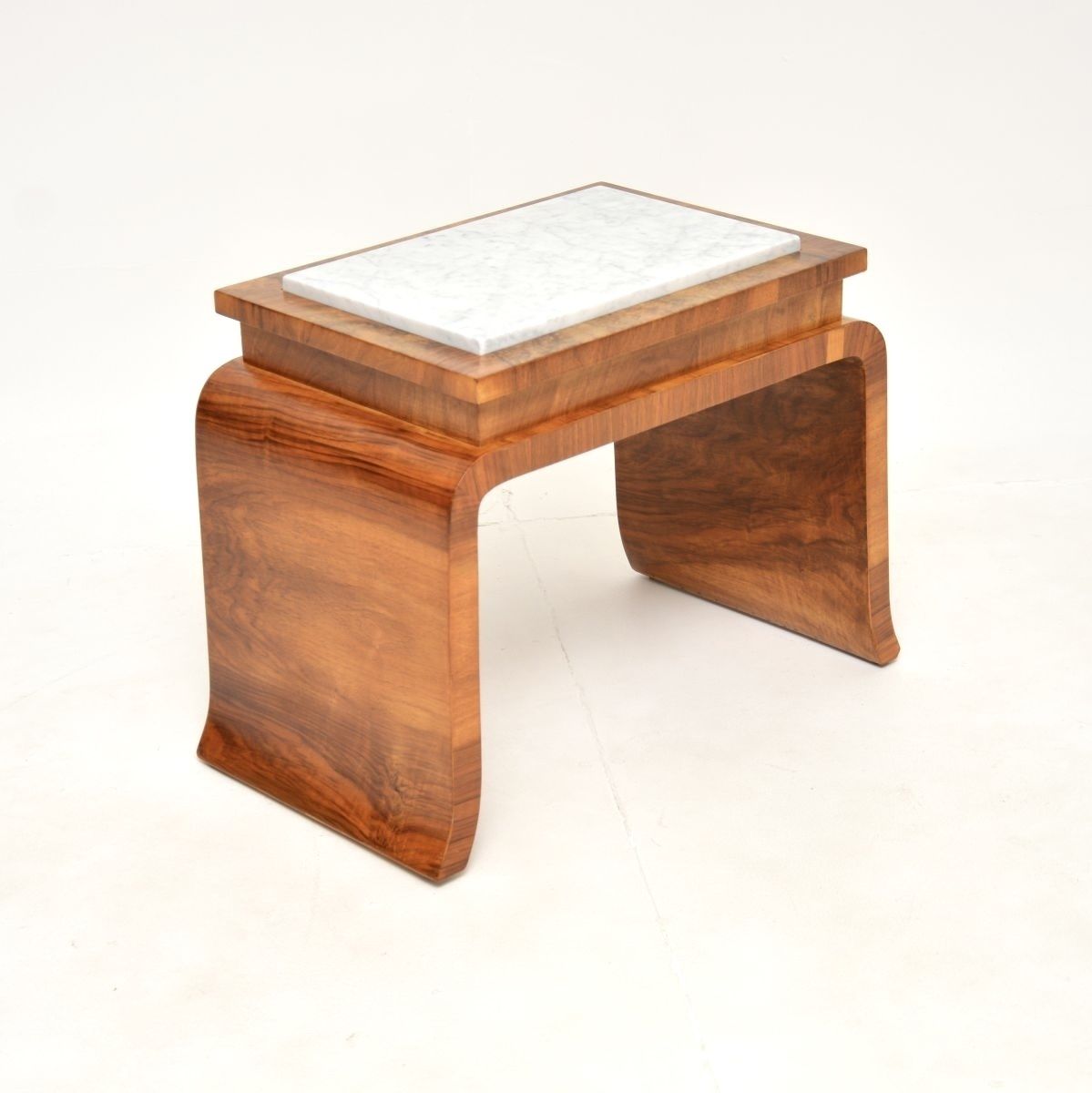 Art Deco Burr Walnut Marble Top Side Table photo 1164.0