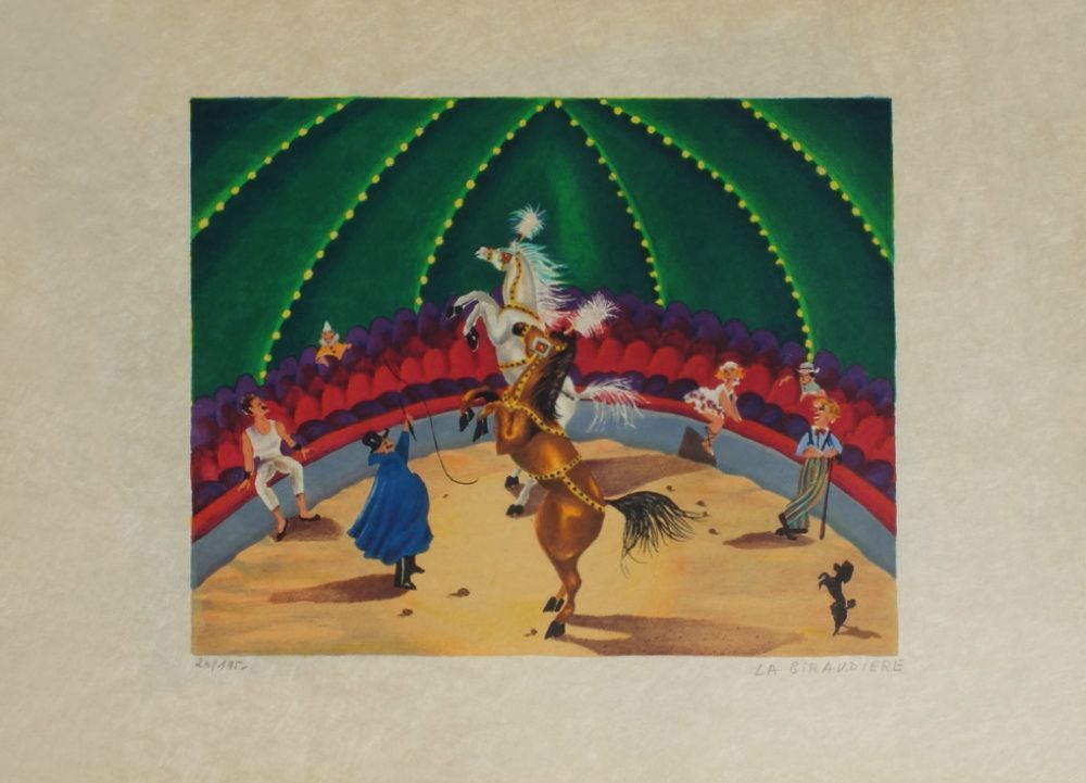 Madeleine La Giraudiere Signed Lithograph Au Cirque 1970