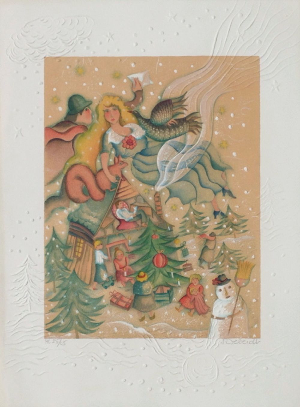 Françoise Deberdt Gesigneerde Lithografie Maison De Poupée III 1985