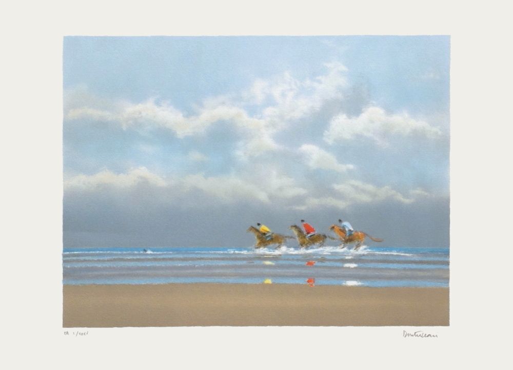 Pierre Doutreleau Gesigneerde Lithografie Premier Galop à Deauville I 1990