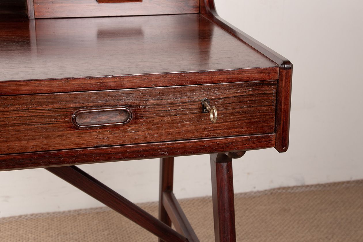 Danish Rosewood Desk, Model 56 By Arne Wahl Iversen For Vinde Mobelfabrik 1960. photo for sale