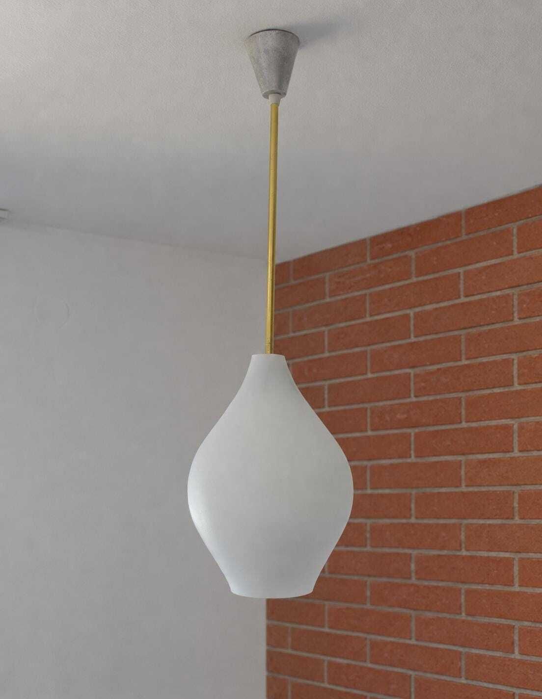 Vintage Milk Glass Pendant Lamp: Mid Century Modern Scandinavian Lighting