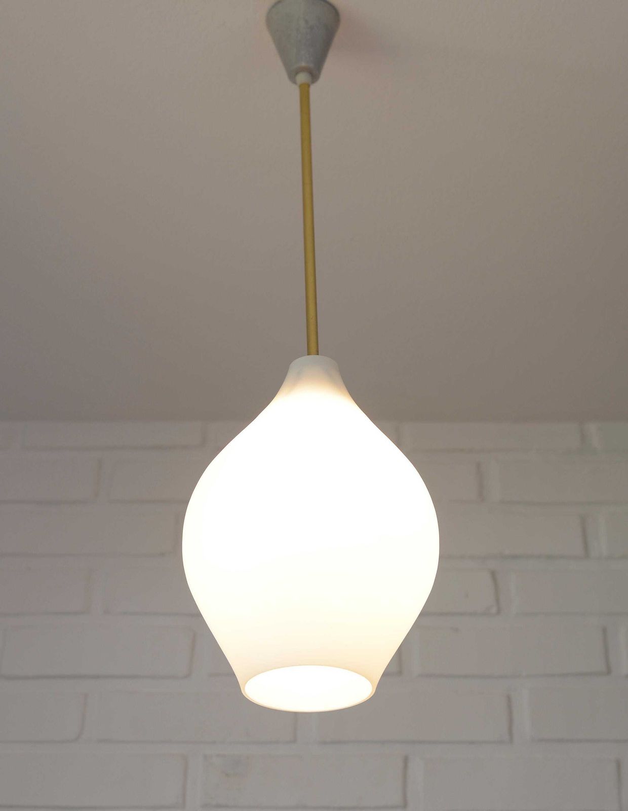 Vintage Milk Glass Pendant Lamp: Mid Century Modern Scandinavian Lighting photo Lighting
