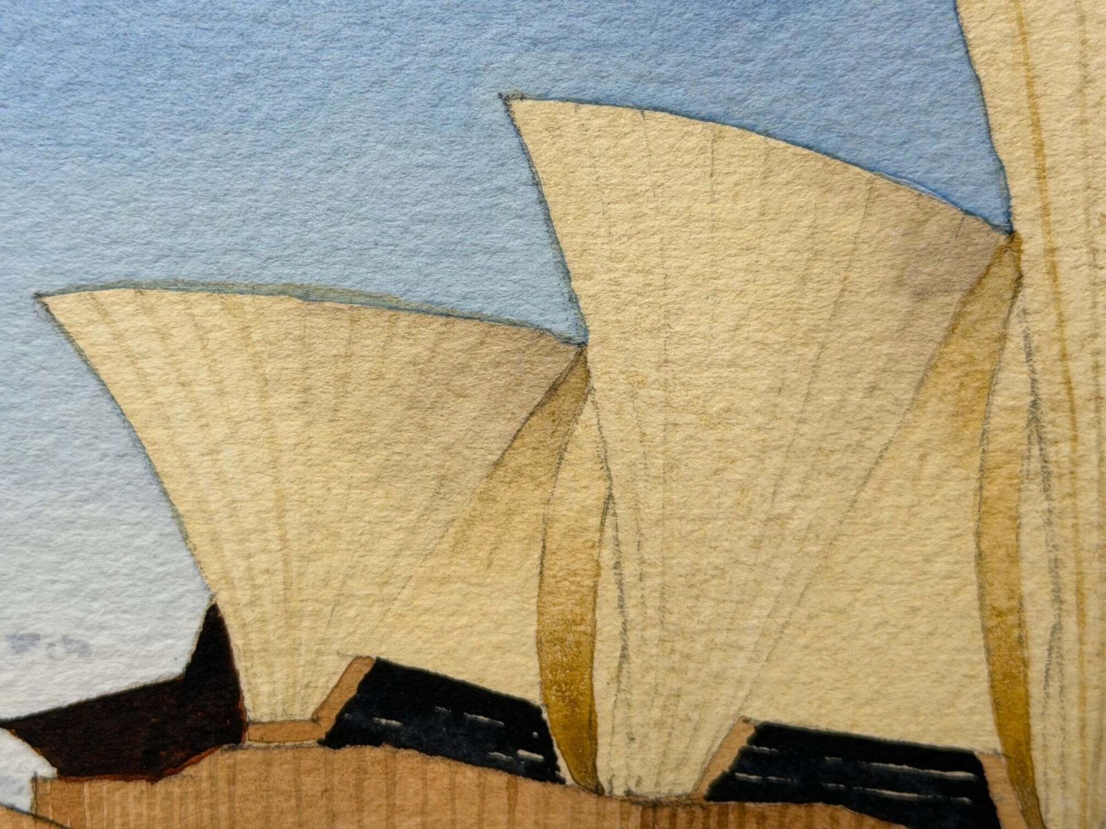 Vintage schilderij van het Sydney Opera House, gesigneerd door G. Douglas Hemingway, gedateerd 1977 photo Kunst