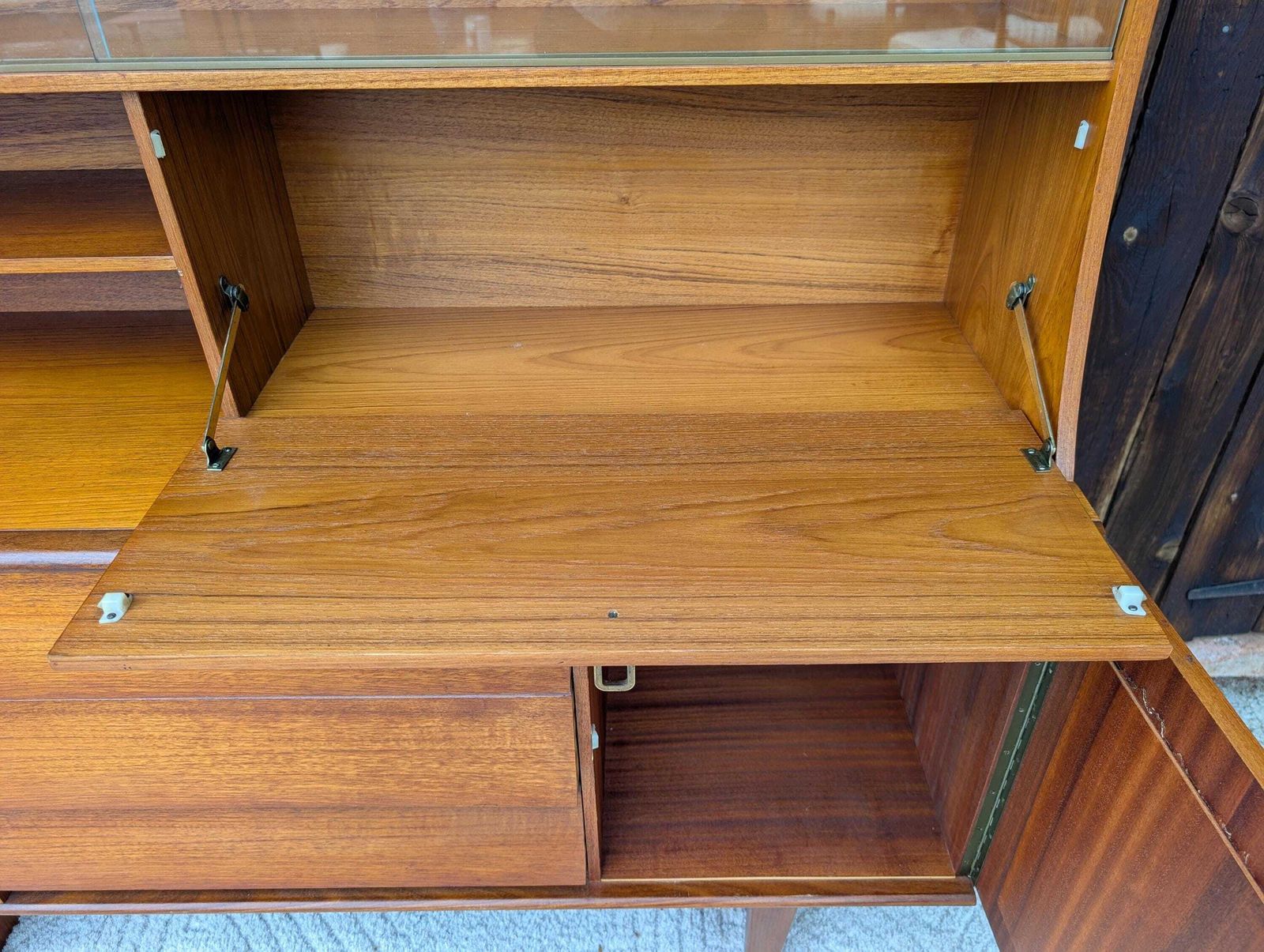 photo buy Mid Century Retro 1970's Teak Louvred Highboard/Cabinet