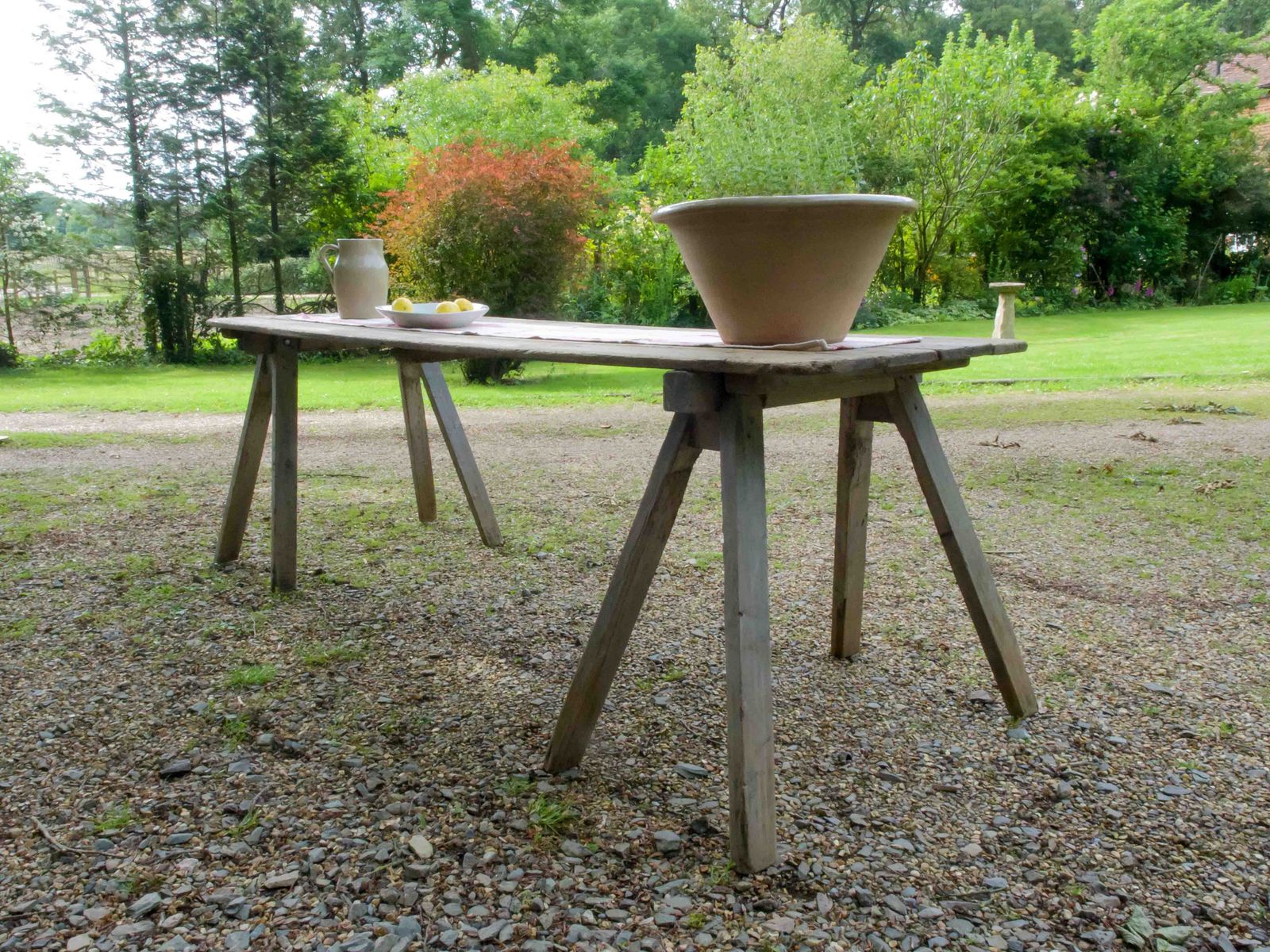 Vintage Garden Harvest Trestle Table