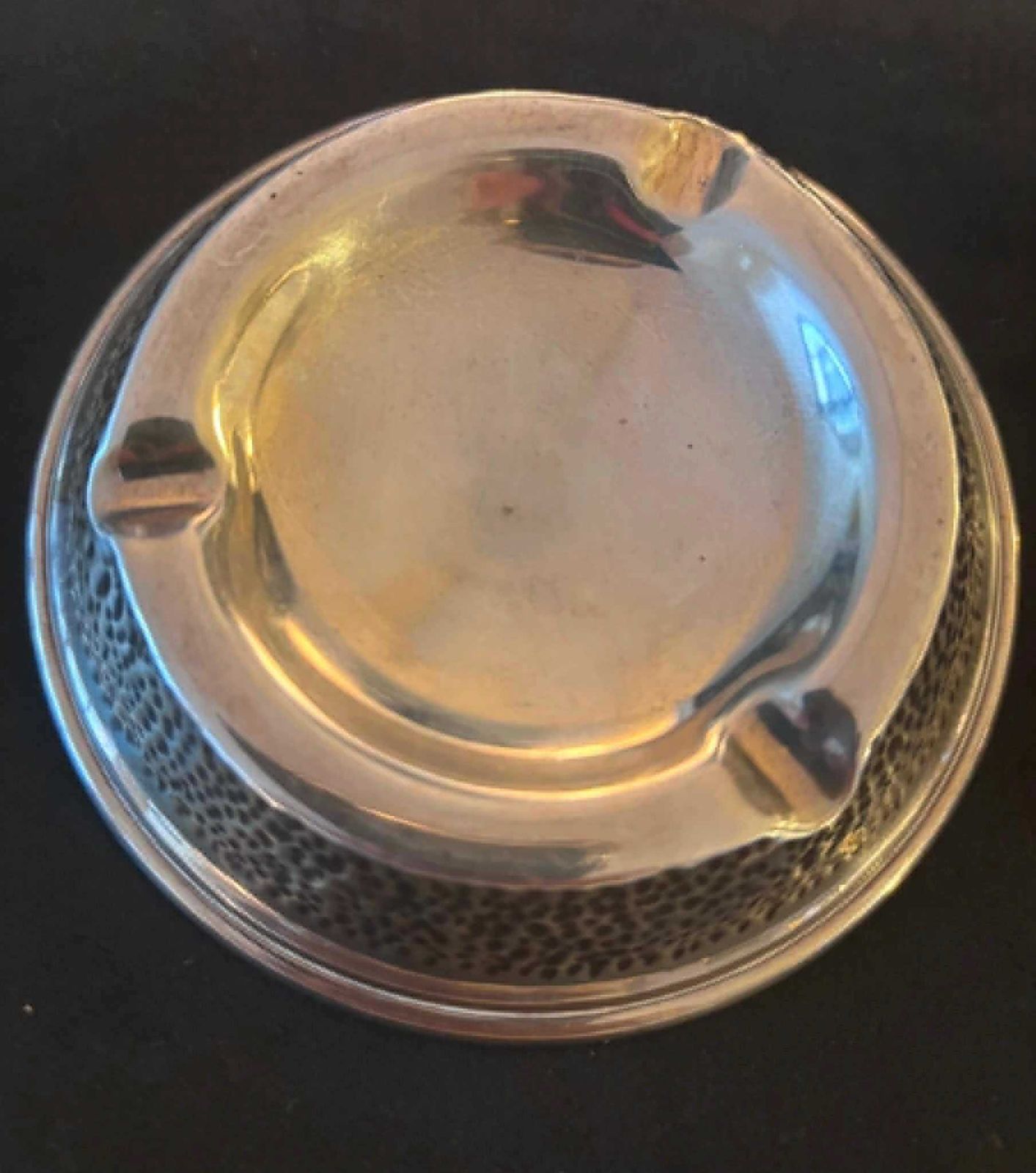 Zilveren 925 Ashtray Vintage Los Ballesteros Taxco Sterling Zilver Gehamerd Mexicaans Zilver Ringenschaaltje, Sleutelschaal, Catchall, 90 Gram photo for sale