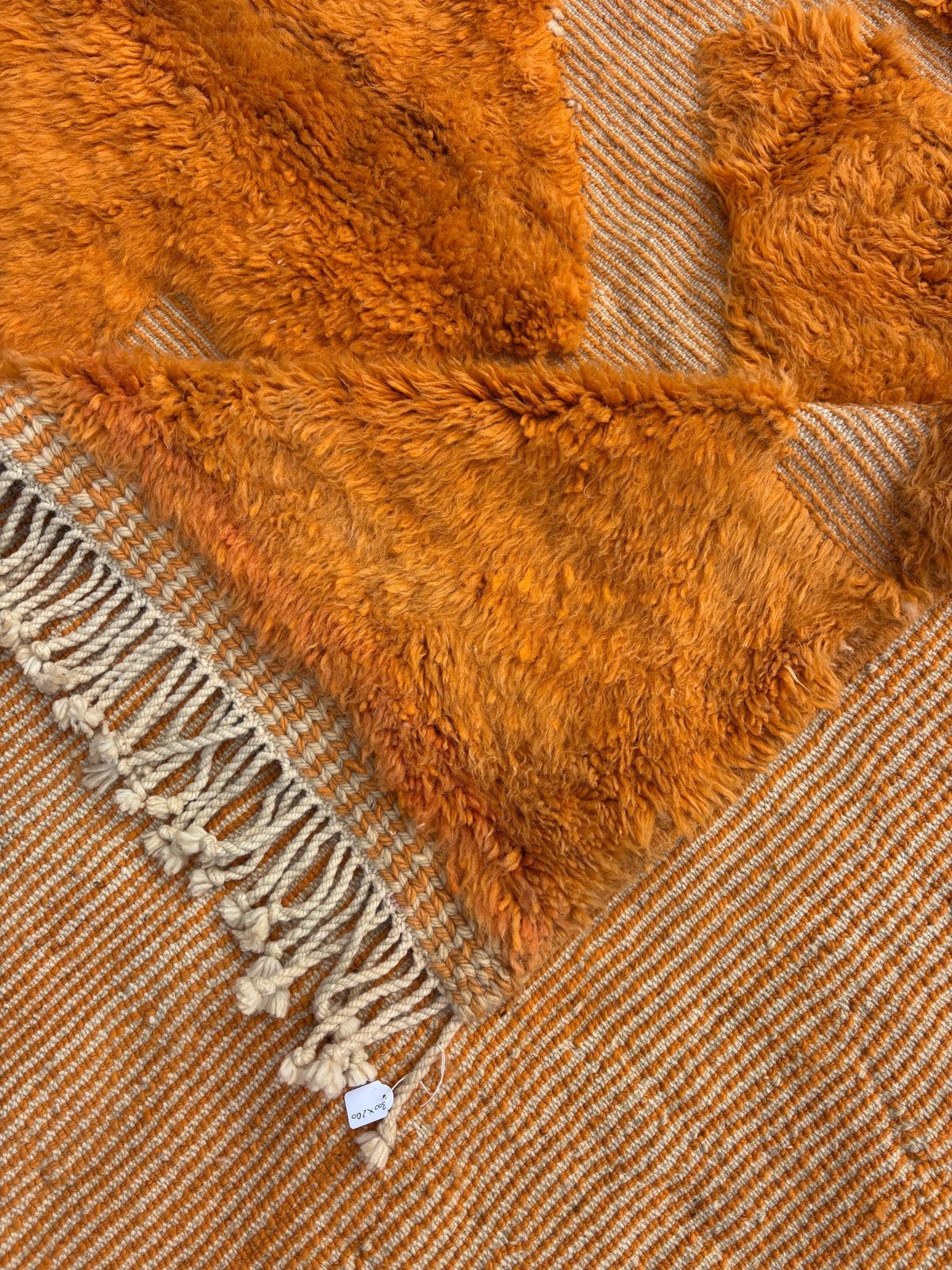 Handmade Moroccan Mrirt Rug – Burnt Orange Wool Rug 200x300 Cm –Modern Textured Carpet – Bold Abstract Design –Large Living Room Area Rug photo vinterior