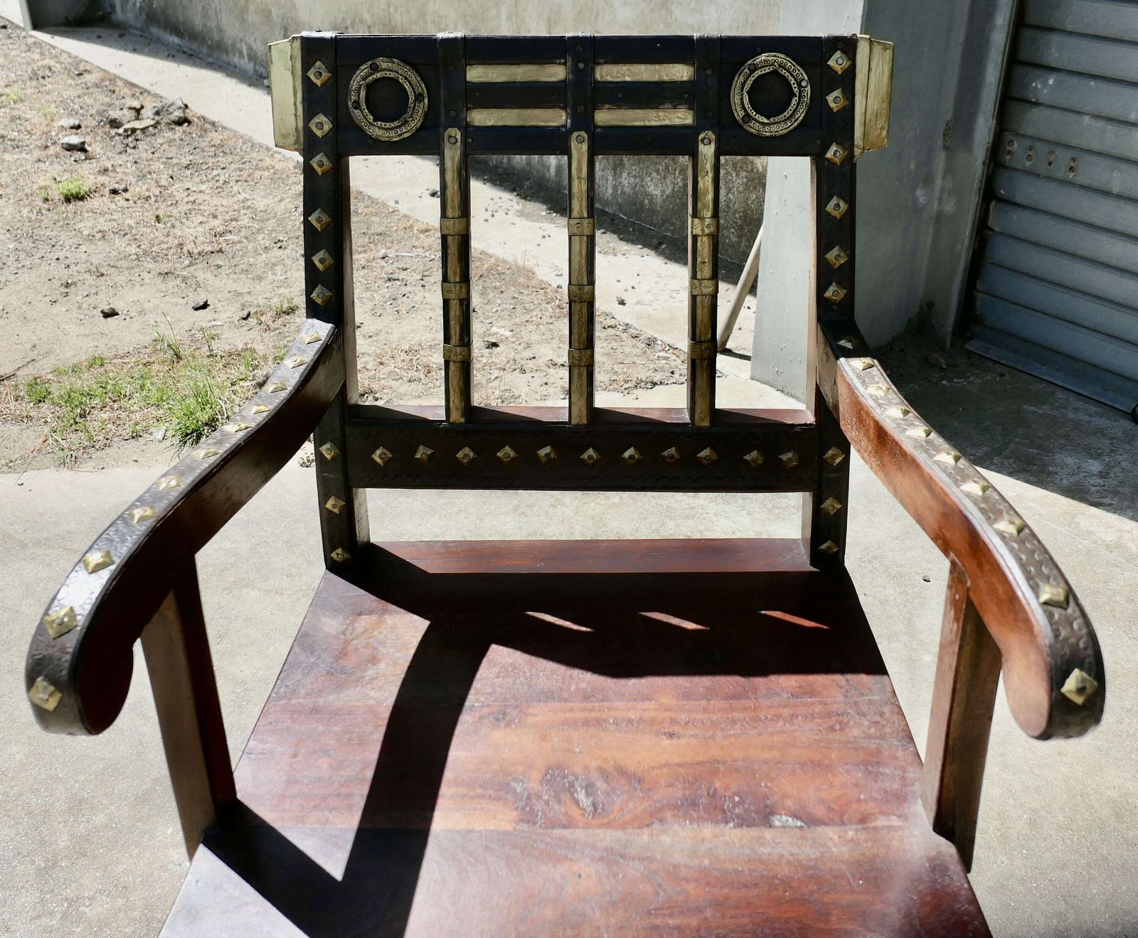 Anglo Indian Raj Table & 10 Chairs, Metal Decoration This Is An Anglo Indian Colonial Se photo furniture