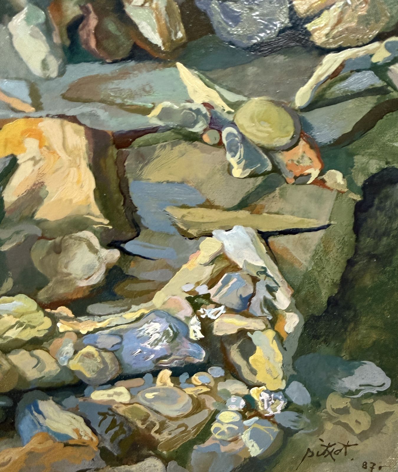 Antoni Pitxot Surrealistisch Abstract Mineraal Landschap met Rotsvormen uit Cadaqués Olieverf op Doek 1987 photo for sale