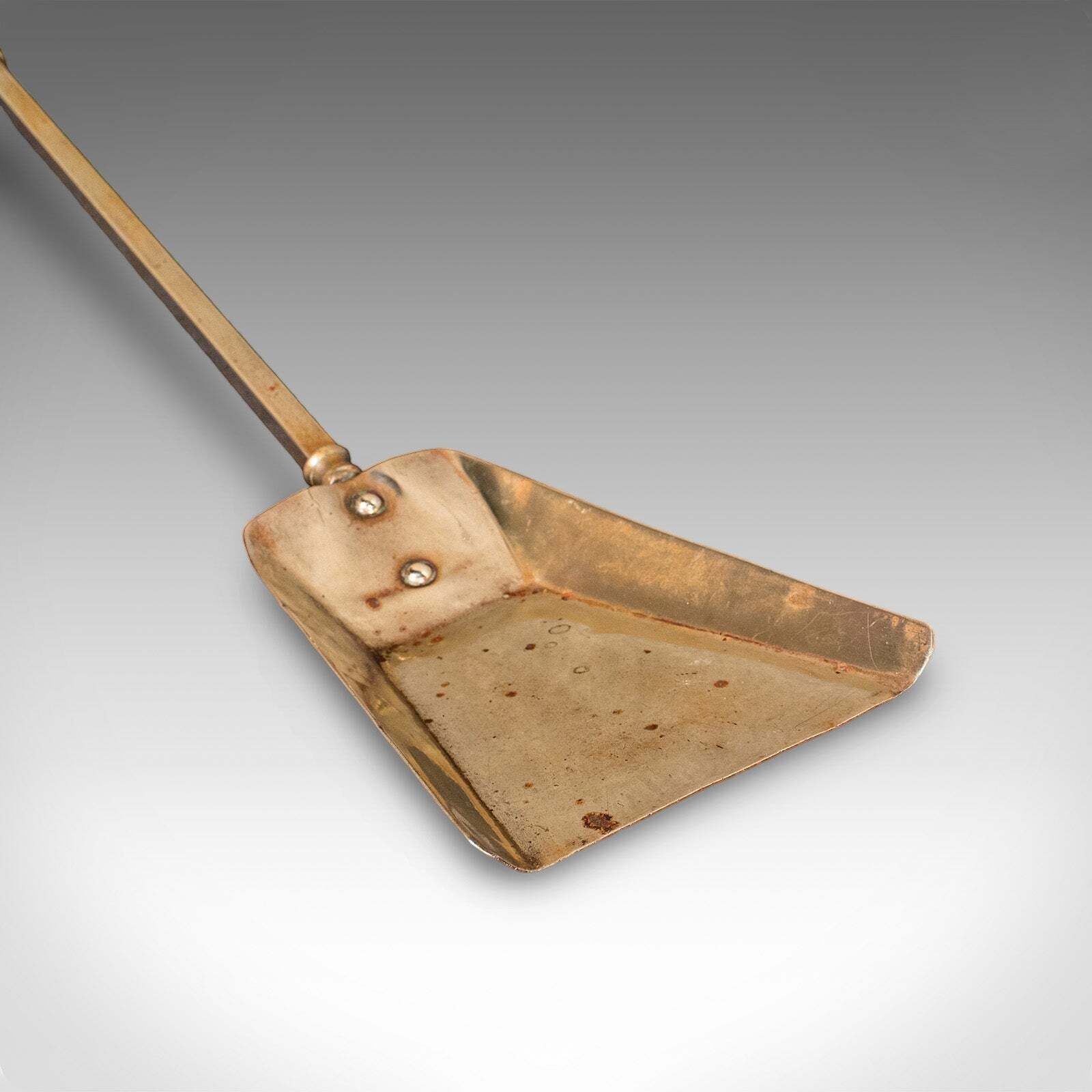 photo furniture Trio Of Antique Fireside Tools, English, Brass, Poker, Tongs, Shovel, Victorian