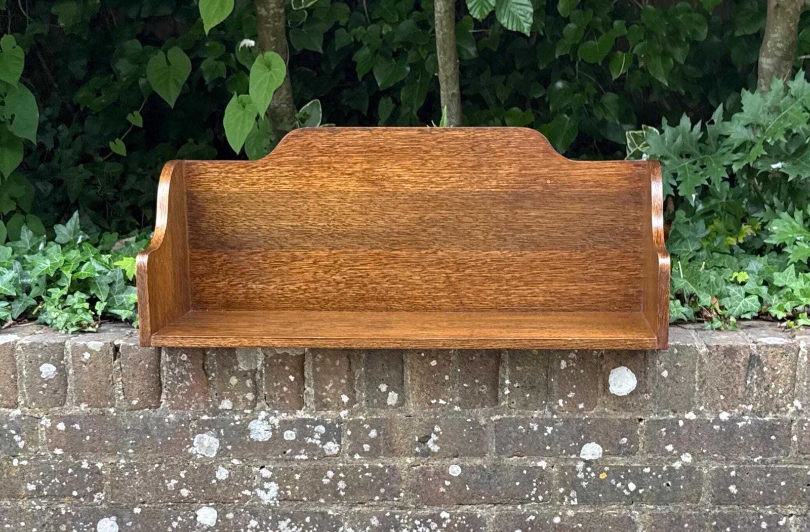 Vintage Oak Book Trough Bookstand Bookshelf Shelf Rustic Country Storage