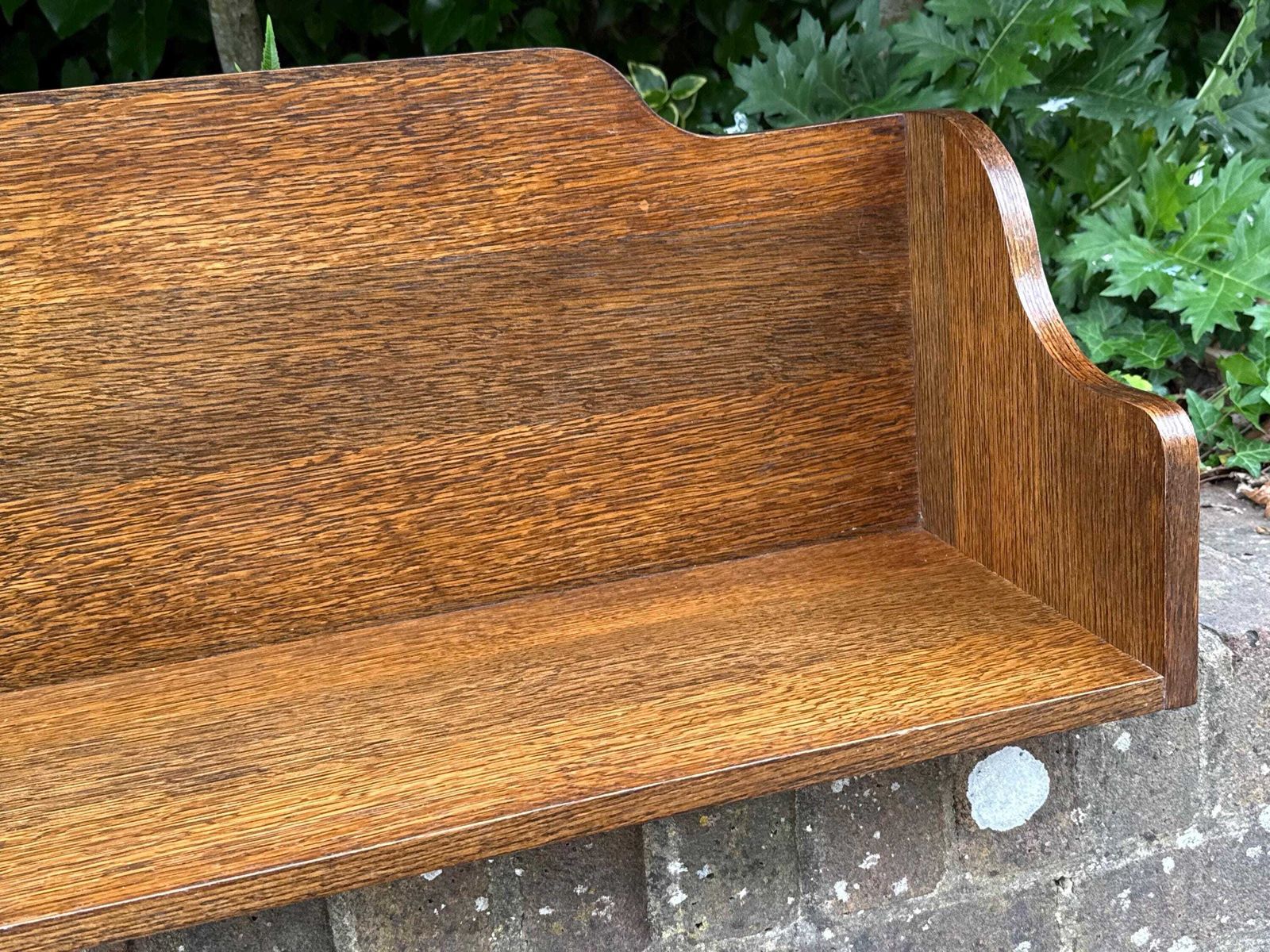 photo vintage Vintage Oak Book Trough Bookstand Bookshelf Shelf Rustic Country Storage