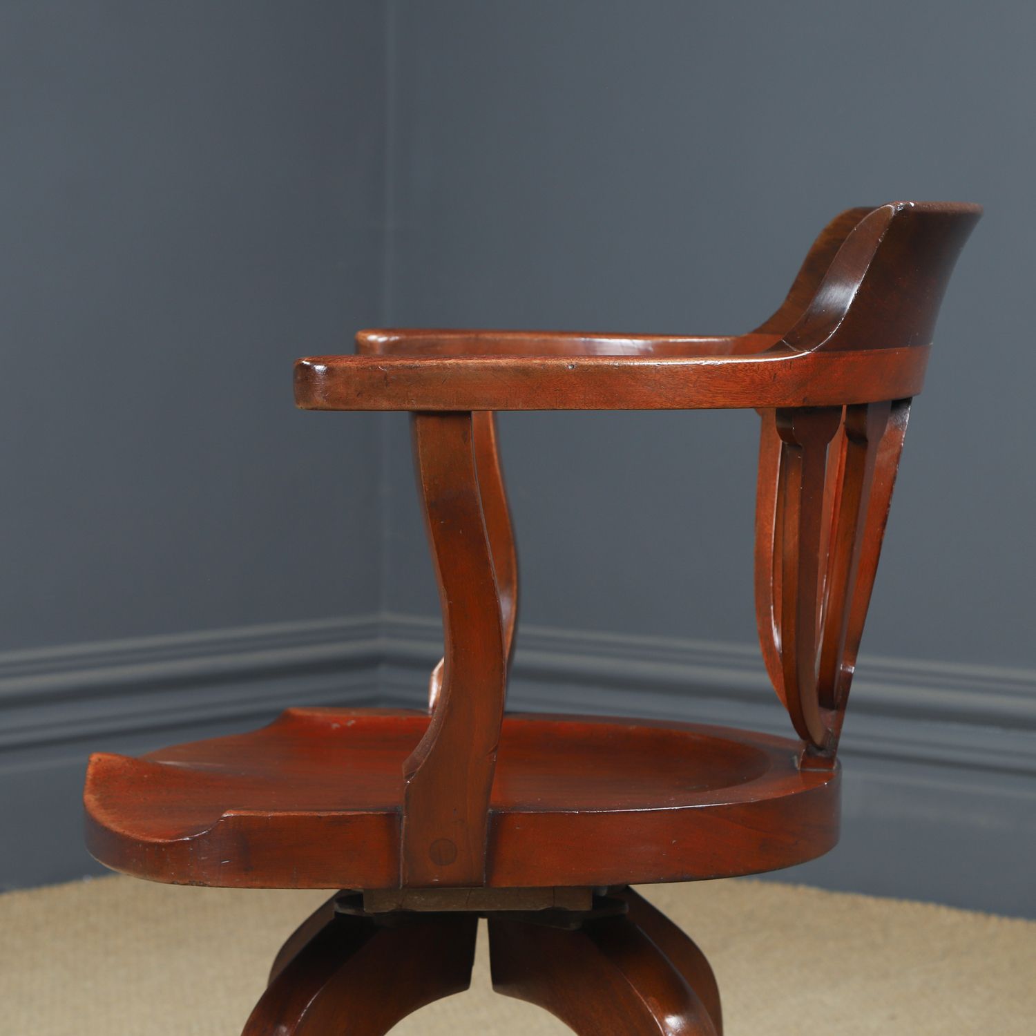 photo buy English Victorian Mahogany Swivel Office Desk Chair (Circa 1880)