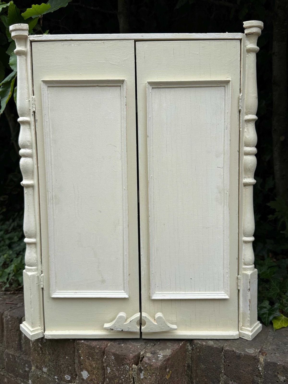 Unusual And Unique Antique Painted Corner Cabinet, Mirrored Wall Cupboard Rustic Decor And Art photo 350.0