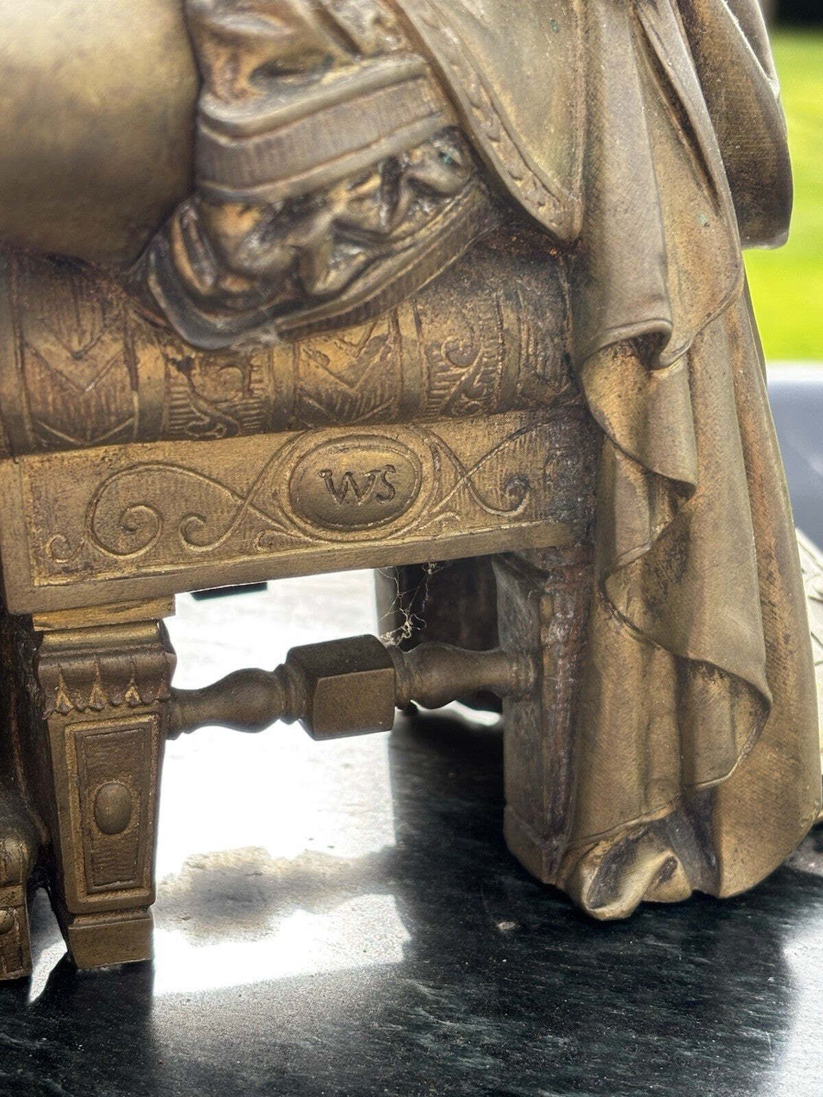 Victorian Gilt Bronze Figure Of William Shakespeare On Green Marble Base. photo buy