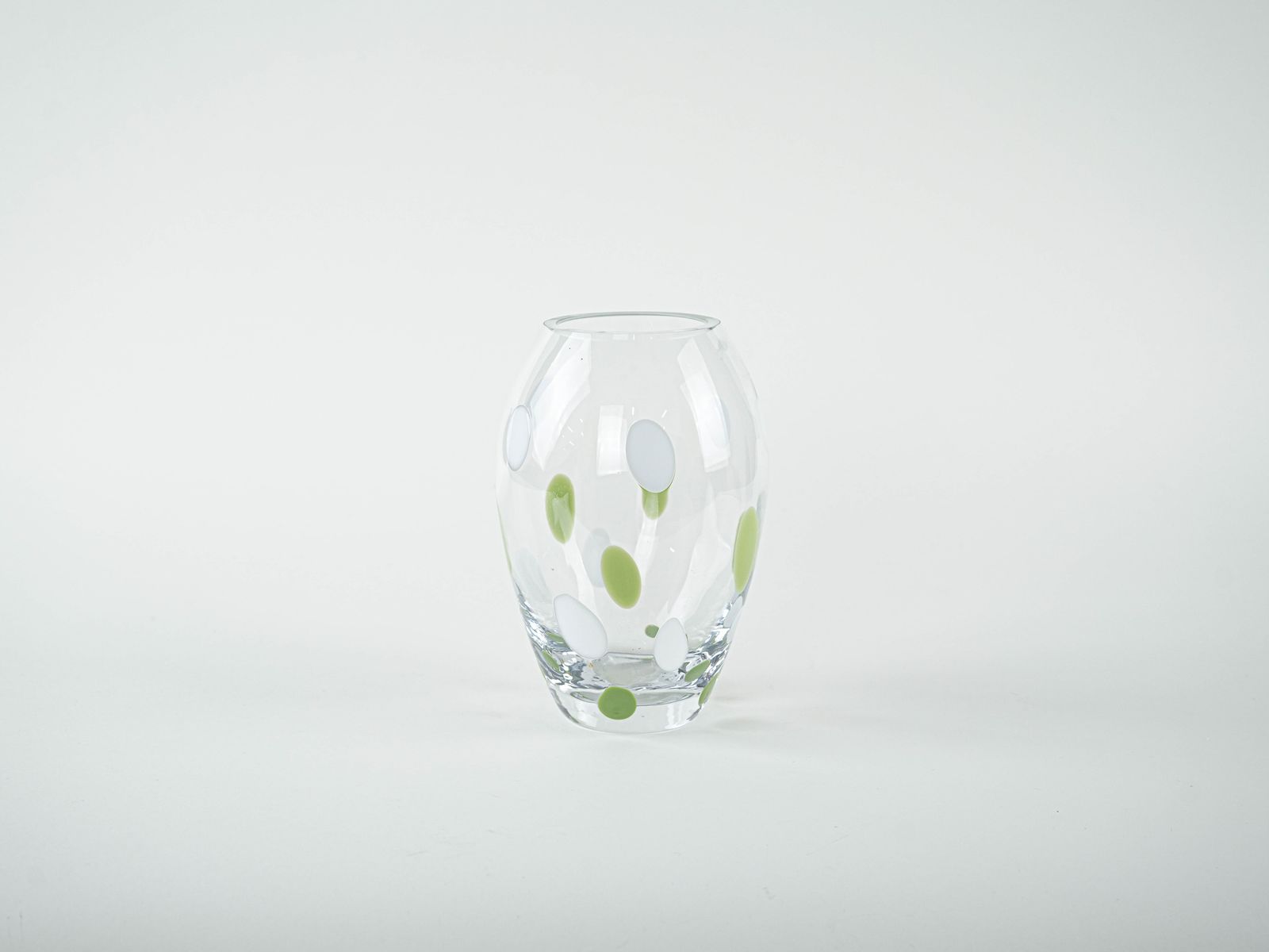Glazen Vaas Met Stippeldecor, Deens Design, Jaren 1970, Made In Denmark photo for sale