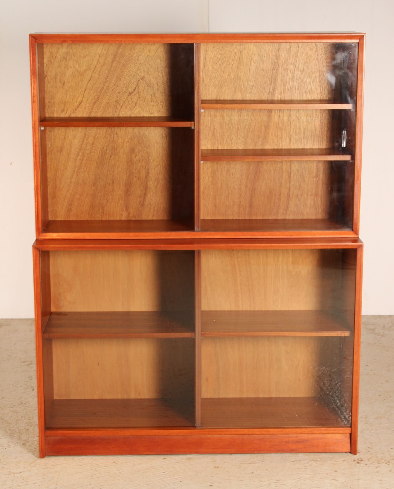 Mid Century Glazed Mahogany Bookcase By Herbert E Gibbs, Circa 1970s