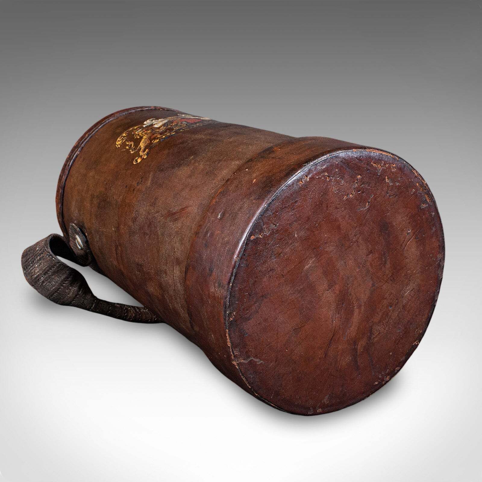 photo furniture Vintage Decorative Stick Stand, English Leather Office Waste Basket, Storage Bin