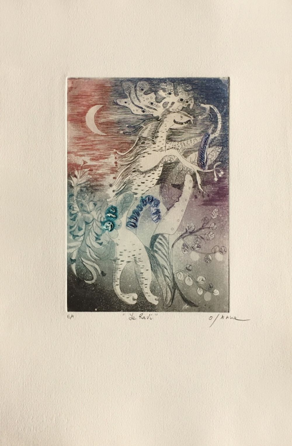 Osanne Gesigneerde Carborundum Ets Le Ravi 1990