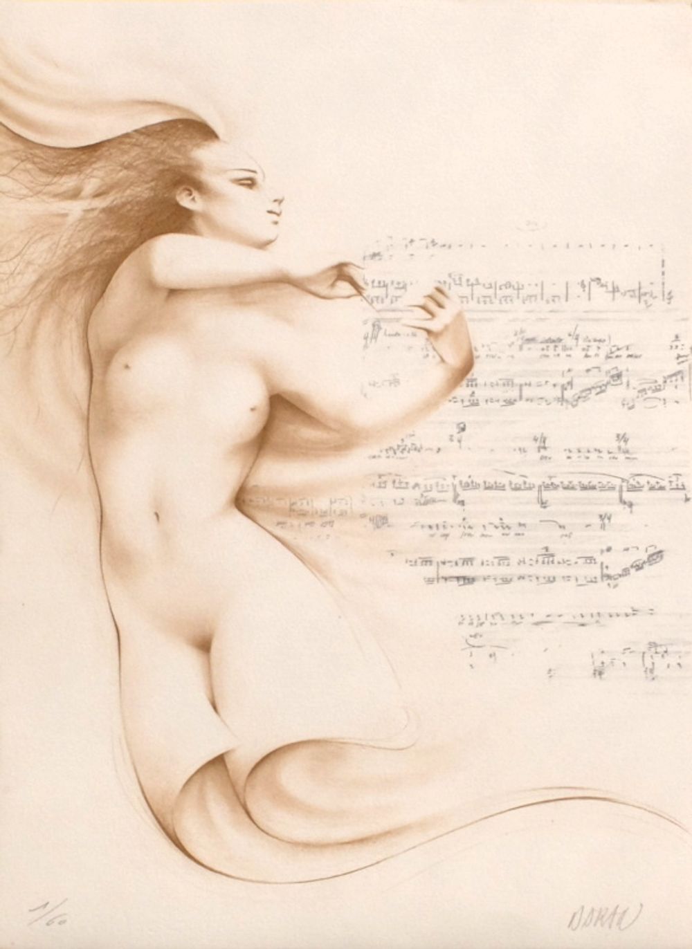 Gérard Daran Gesigneerde Lithografie Partition (Ocre) 1990
