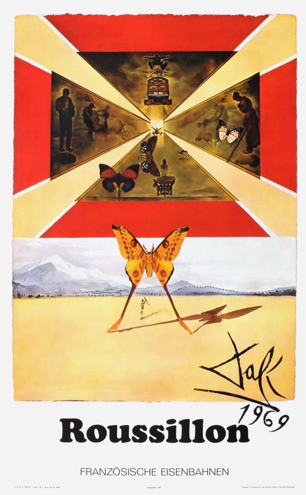 Affiche Salvador Dali SNCF Französische Eisenbahnen Roussillon (grand format) 1970