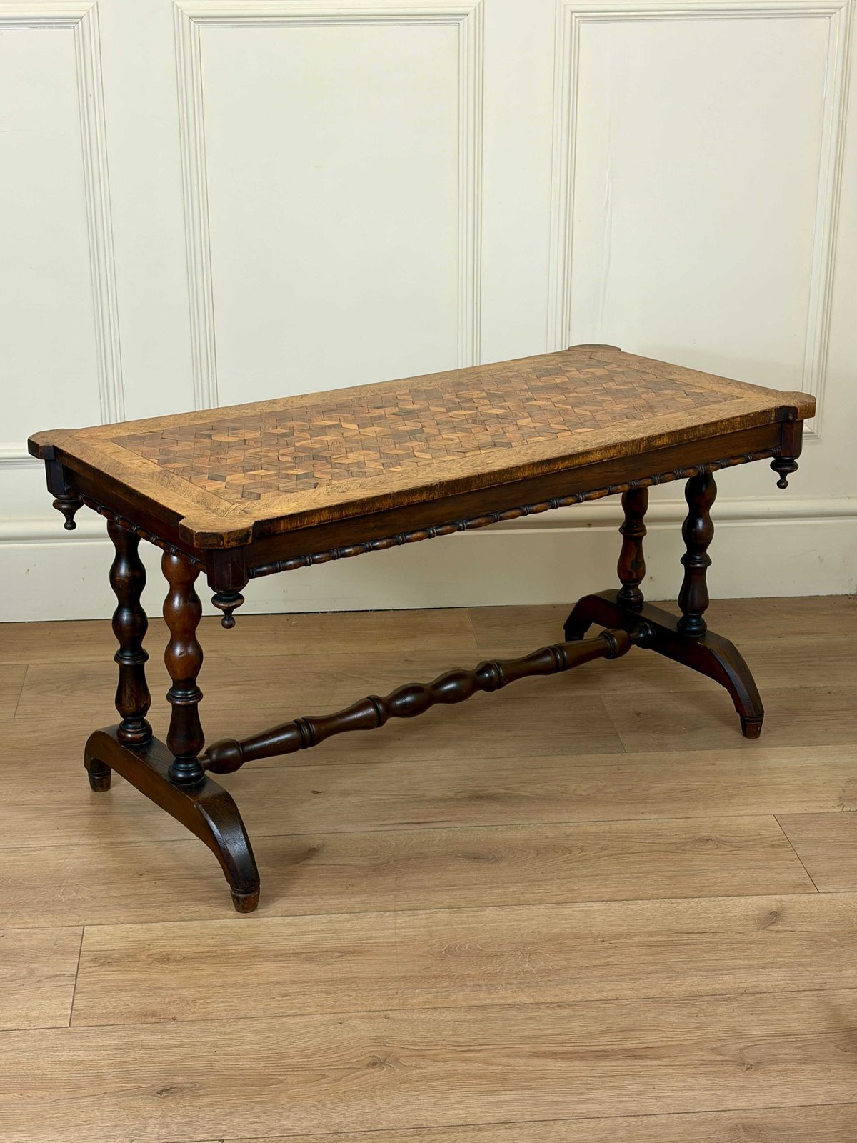 Antique Victorian Walnut Parquetry Coffee Table photo vinterior