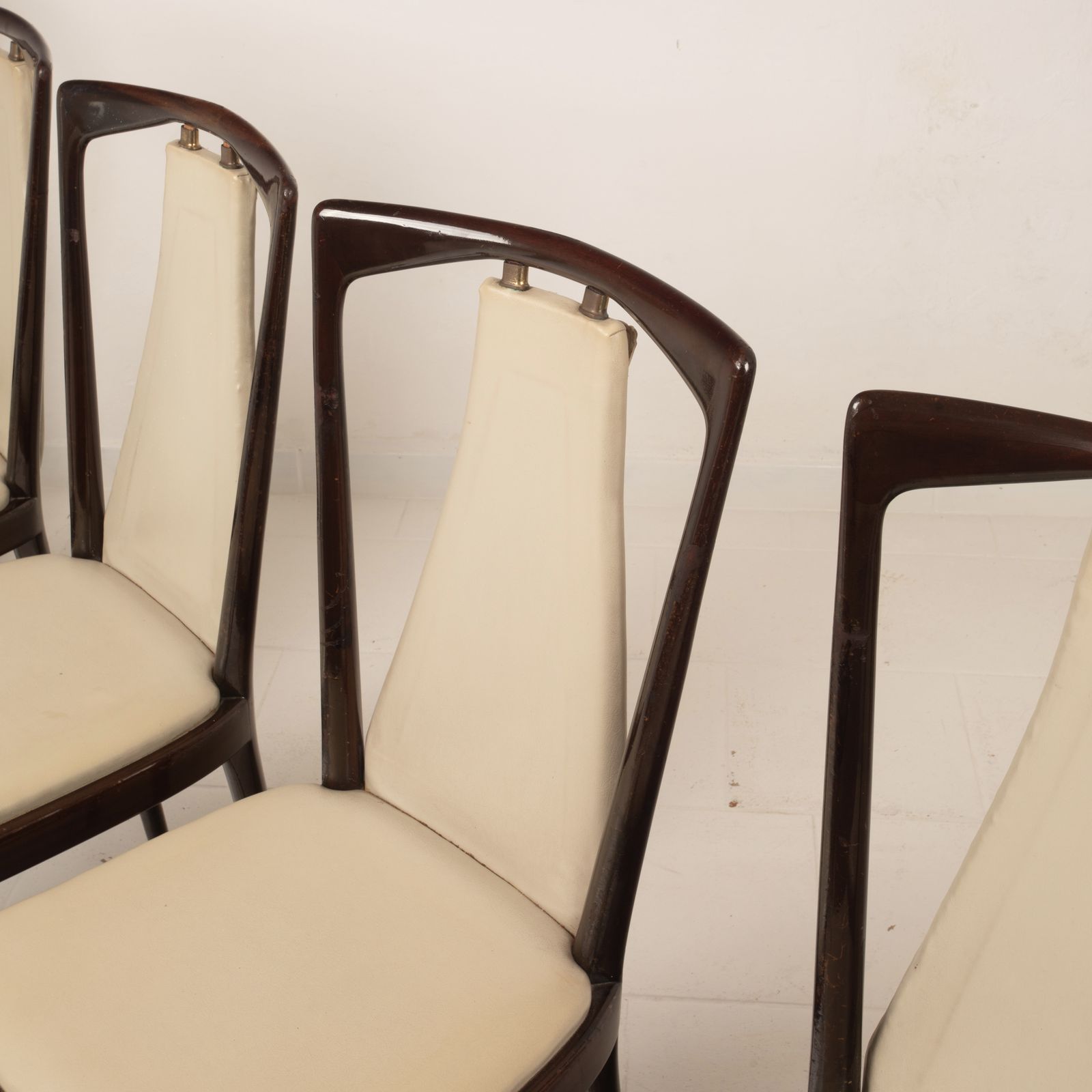 1557.0 Osvaldo Borsani Mid Century Italian Mahogany Stained Dining Chairs For Abv 1950 photo