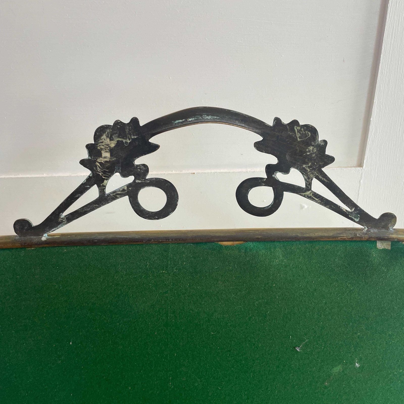 Home Fixtures Art Nouveau Antique Fireguard Fireplace Screen Gold Brass Metal Frame Vintage Fire Guard Mirror Victorian Ornate Freestanding Detail photo