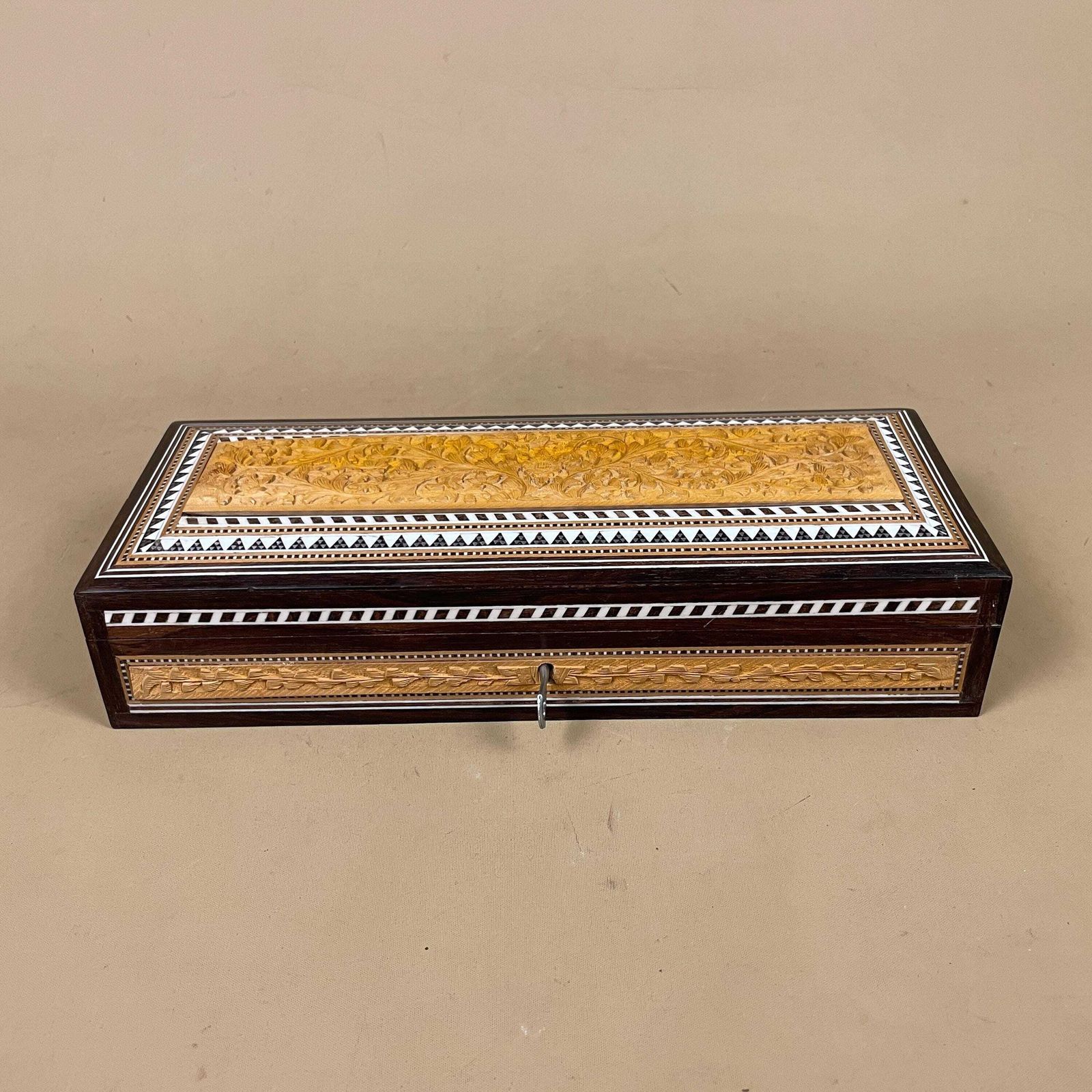 Hand Carved Wooden Box Floral Patterned Design Vintage Storage Trinket Jewellery Decorative Carved Keepsake Box Antique Rectangle Wood Key photo furniture
