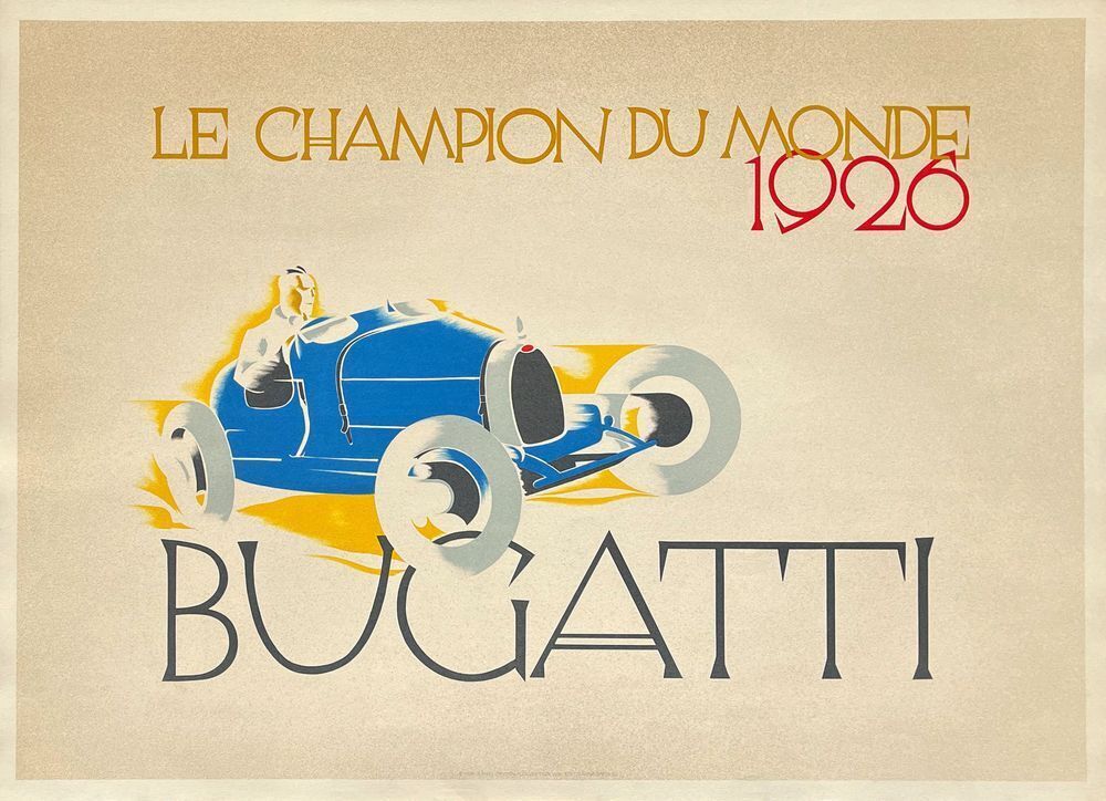 Ernst Dryden Poster Bugatti Le Champion Du Monde 1926 1986