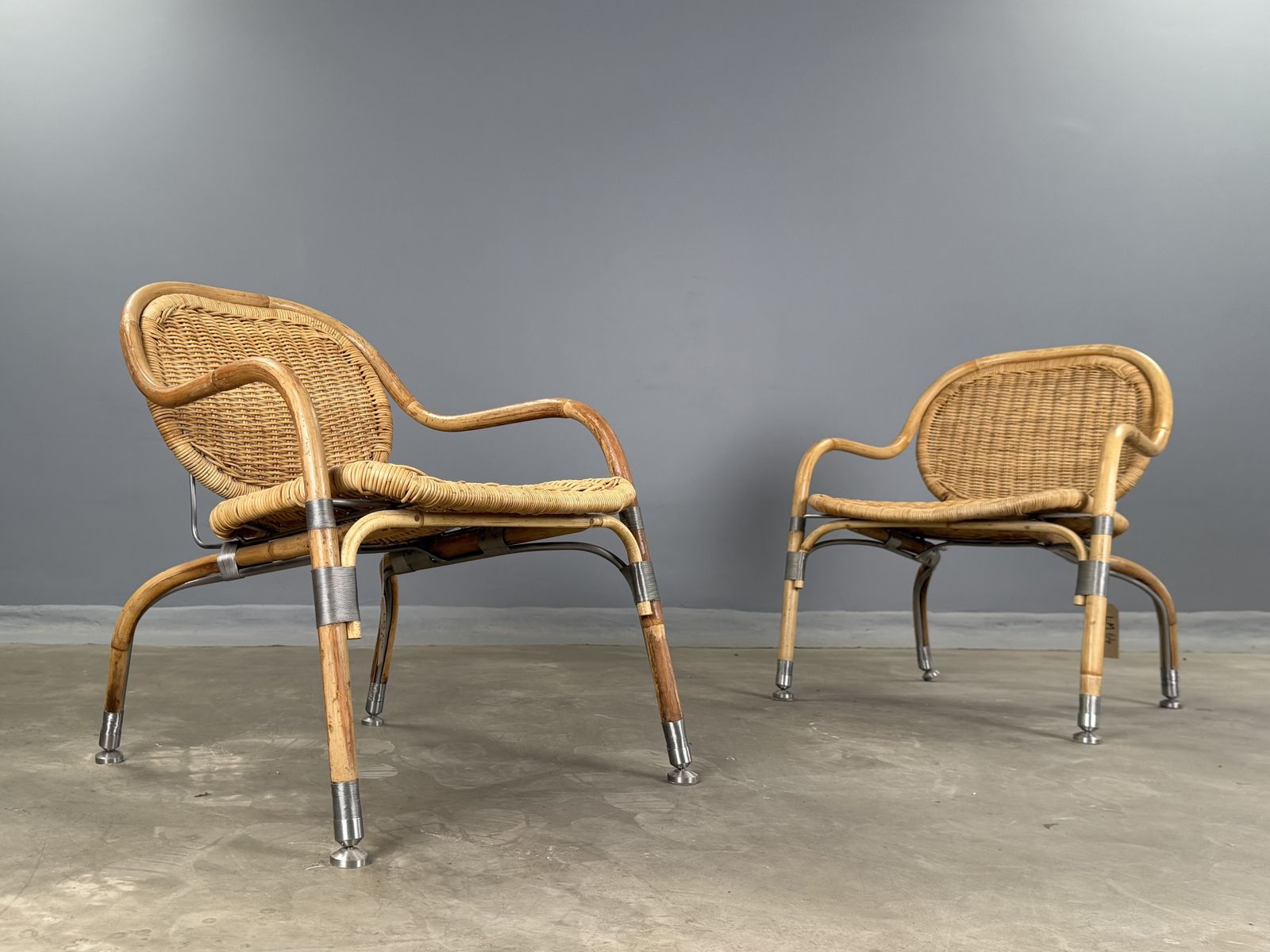 Pair Of Vintage Mats Theselius Lounge Chairs For Ikea Unlimited Collection, Sweden C.1990s Lounge Garden Balcony Chairs Wicker Rattan