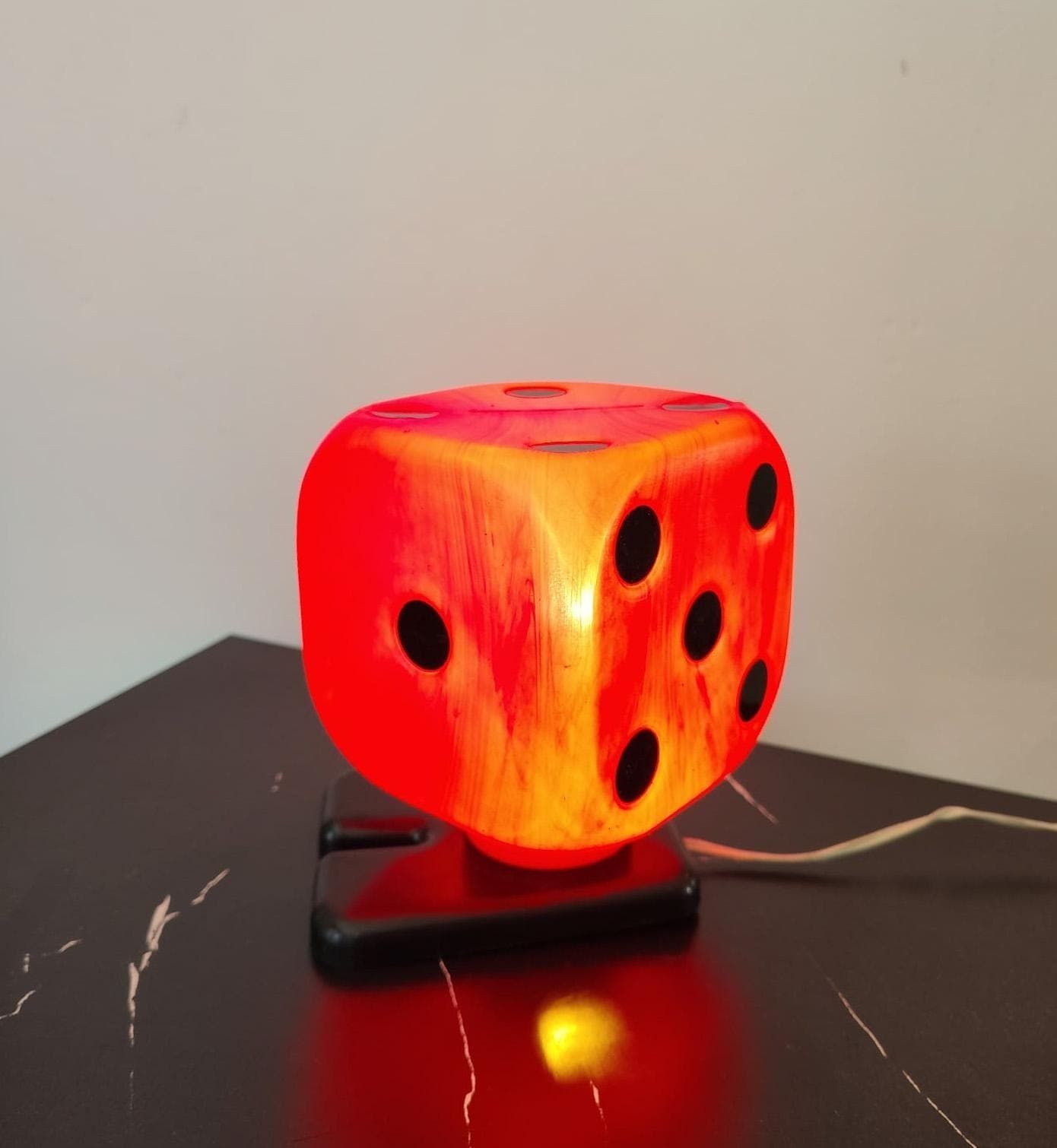 Fernando Cassetta Designed Gaming Dice Table Lamp For Tacman, Vintage Space Age Design, Red photo Lighting