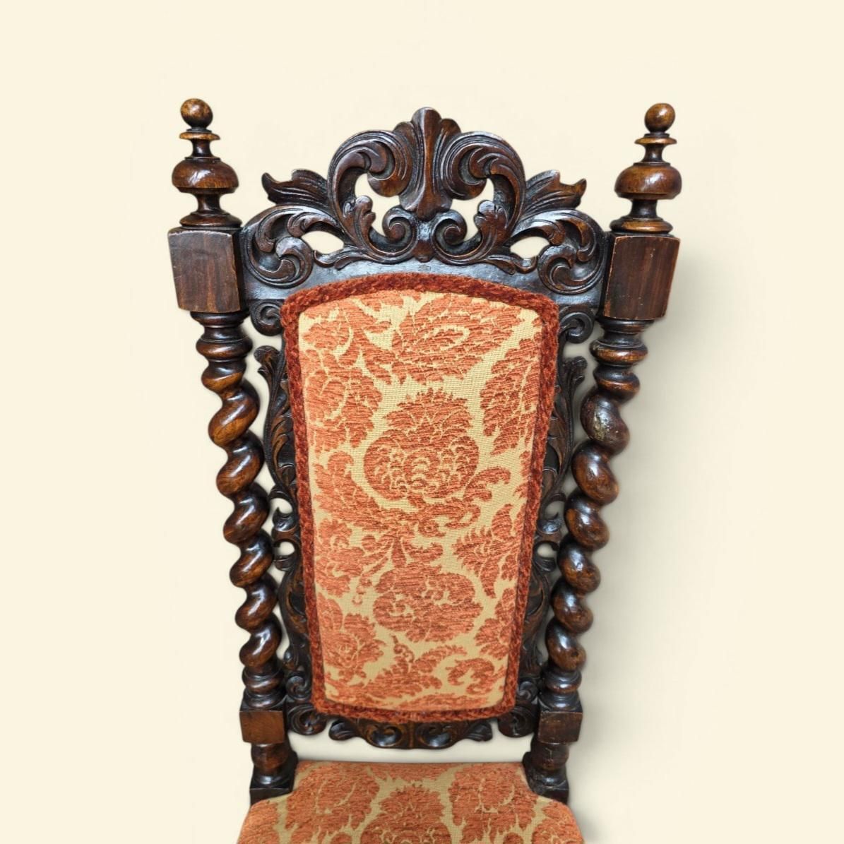 photo for sale Antique Victorian Barley Twist Dining Chairs / Set Of 3 / C1850