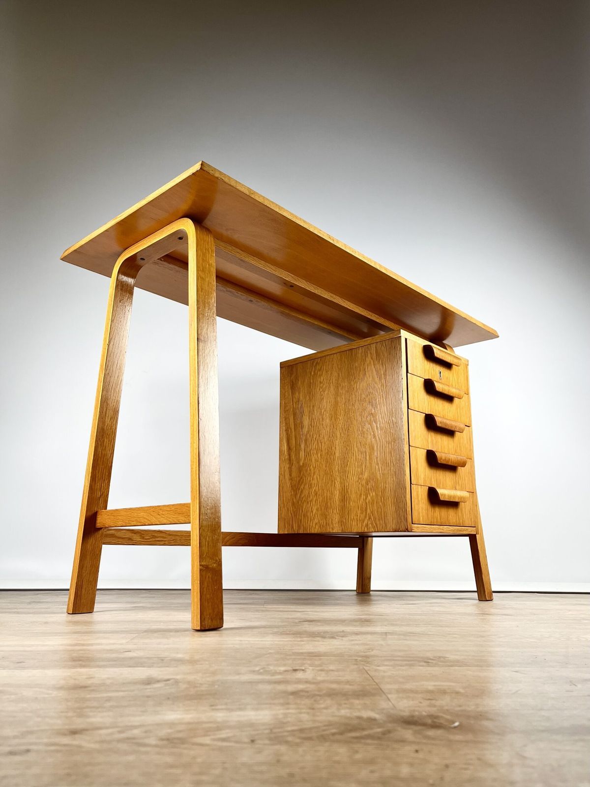 Modernist Bentwood Gordon Russell Desk Czechoslovakian 1950s photo furniture