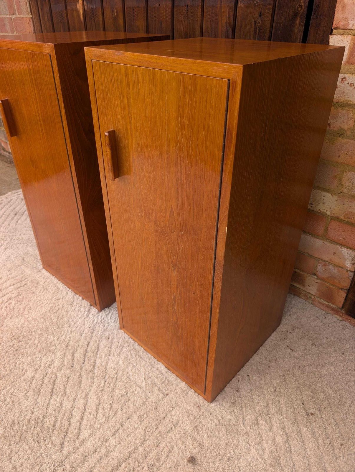 Pair Of Mid Century Teak Retro Mismatched Cupboards / Filing Cabinets photo Furniture