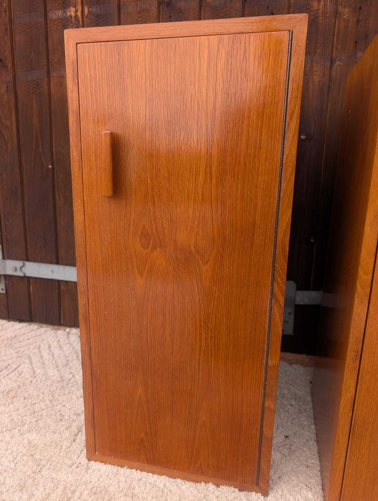 Pair Of Mid Century Teak Retro Mismatched Cupboards / Filing Cabinets photo buy