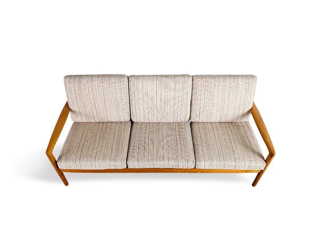 Mid-Century Sofa, Driezitsbank, Eiken, Vintage Deens Design photo for sale