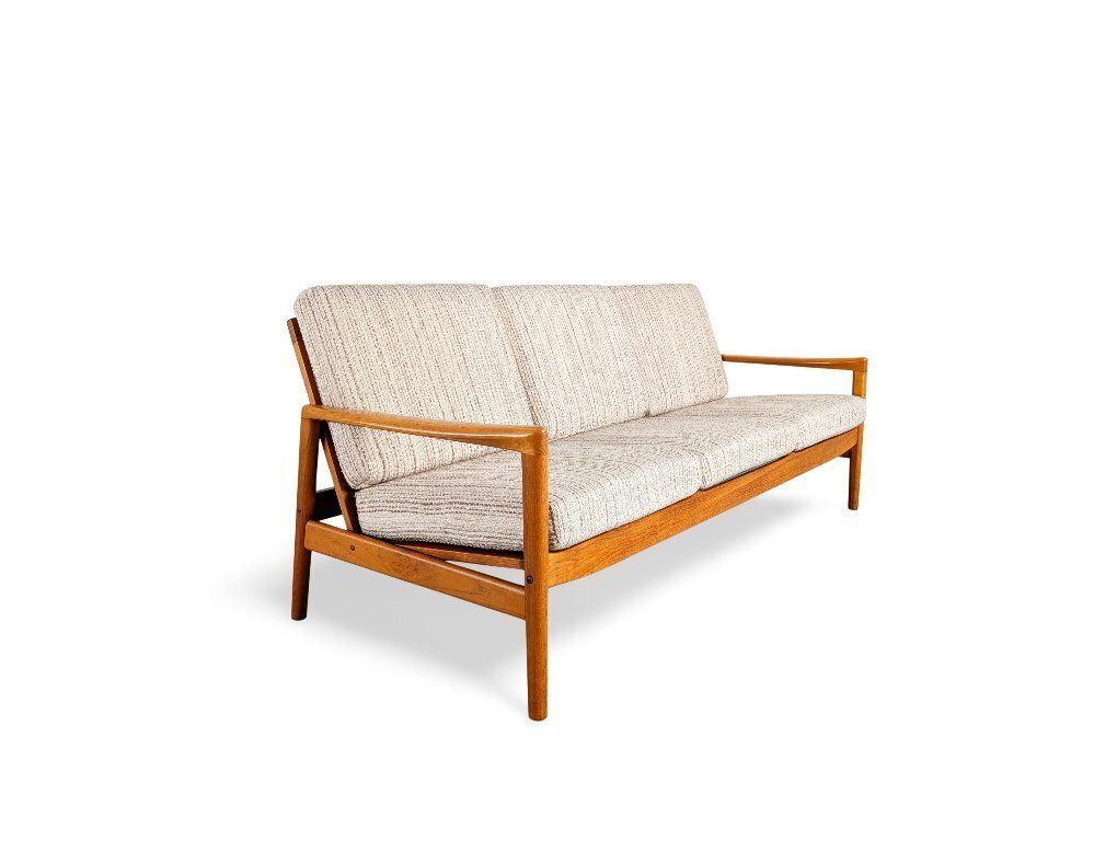 Mid Century Sofa, Driezitsbank, Eiken, Vintage Deens Design photo Meubels