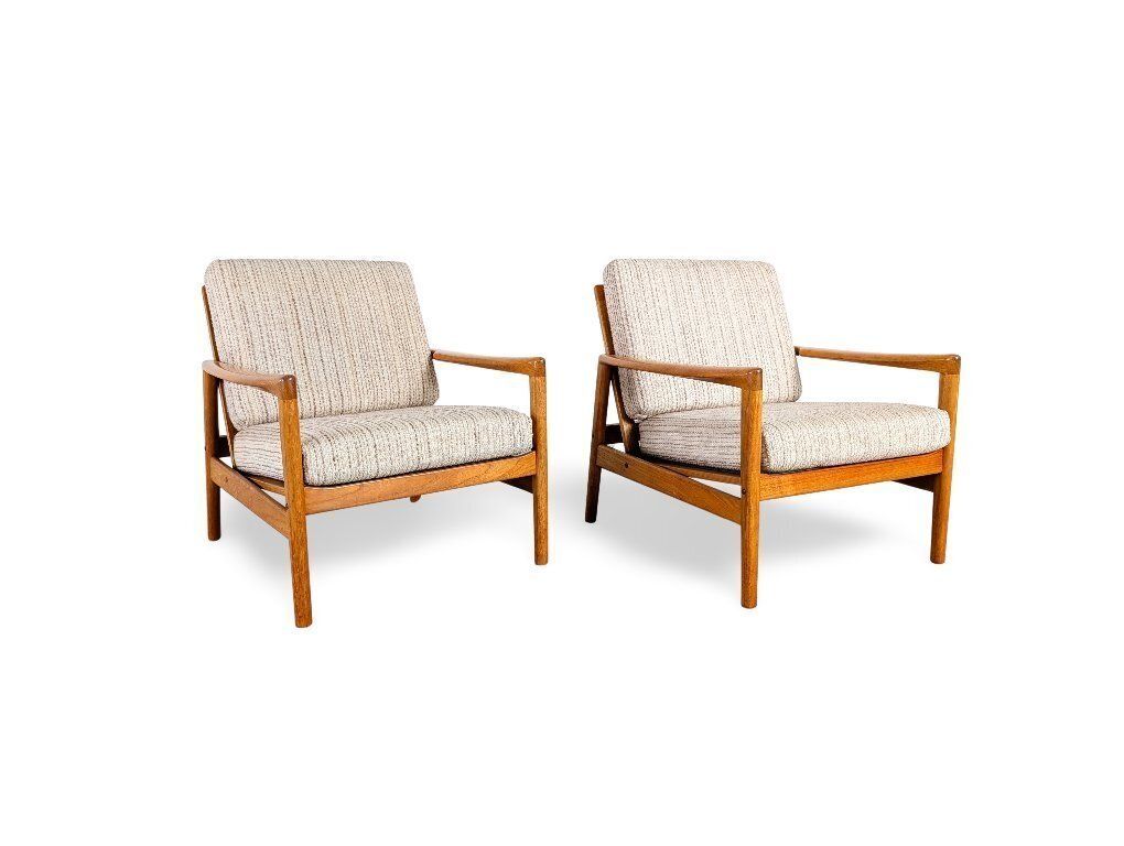 2x Midcentury Armchairs Oak Vintage Danish Design Easy Chair photo furniture
