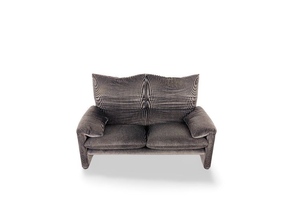 Cassina Maralunga Two Seater Sofa Vico Magistretti Fabric Corduroy Grey Couch photo for sale