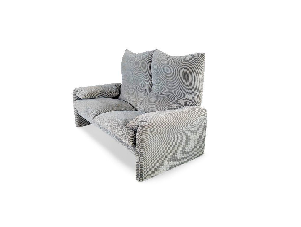 Cassina Maralunga Two Seater Sofa Vico Magistretti Corduroy Fabric Brown Grey photo vinterior
