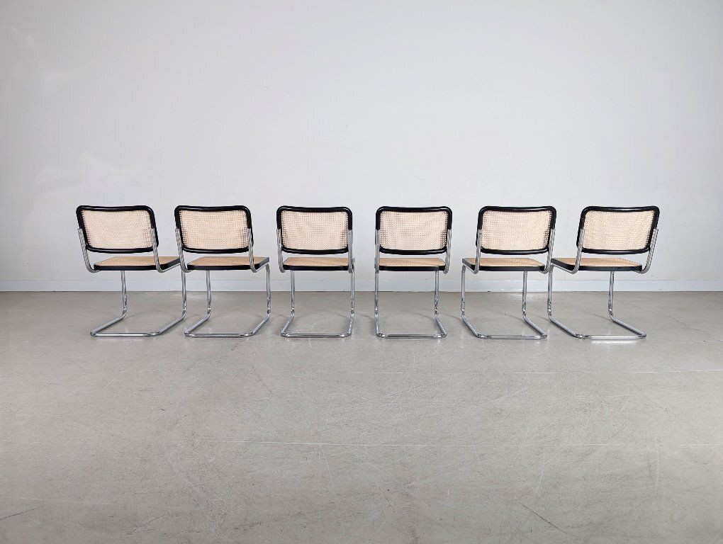 Set Van 6 Thonet Cantilever Stoelen S32 V Breuer Met Nieuw Weens Vlechtwerk photo vinterior