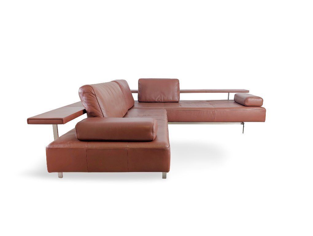 Rolf Benz hoekbank Dono 6100, design leer, bruin