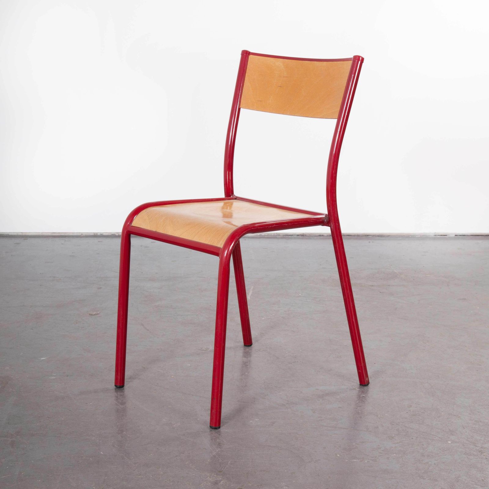 1970s Red Mullca Stacking Dining Chair – Beech Seat photo buy