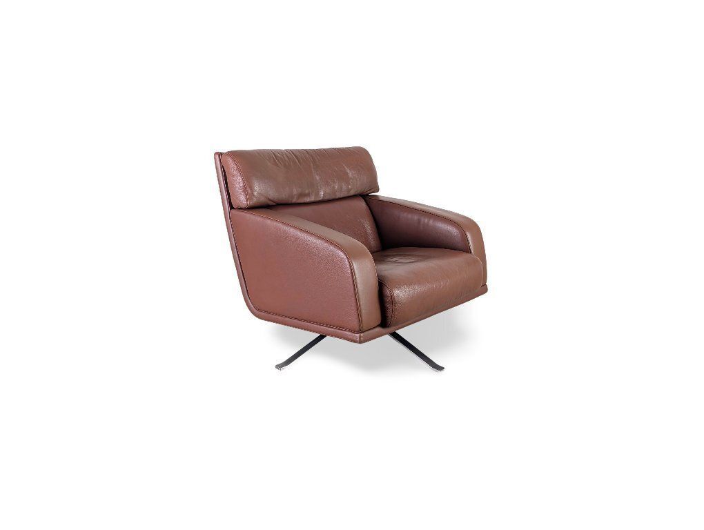 Original Rolf Benz Leather Swivel Armchair, Brown, Designer Executive Chair photo Furniture