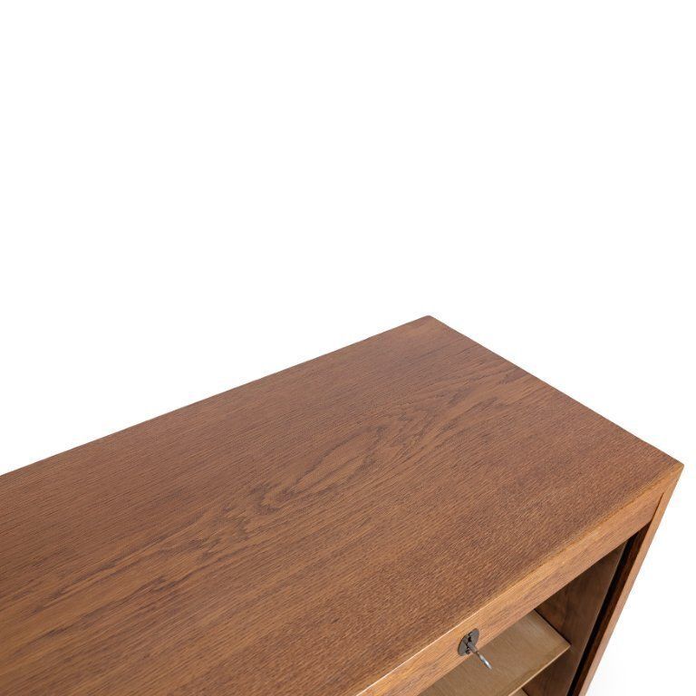 Meuble de bureau mid-century à volet roulant, commode, en chêne photo vinterior