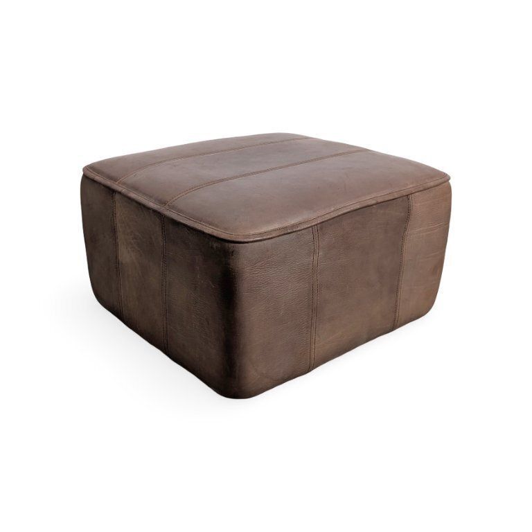 2 poufs de Sede mid-century en cuir de buffle, marron photo Mobilier