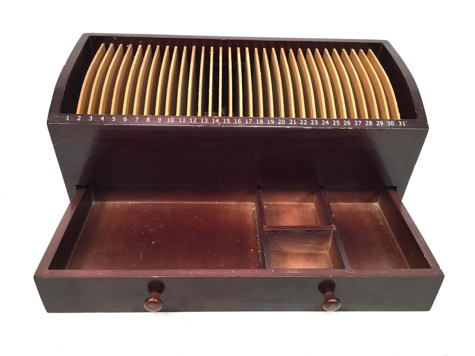 Vintage Wooden 1 31 Numbered Desktop Organiser Filing Box Letter Rack C.1950 photo 99.0